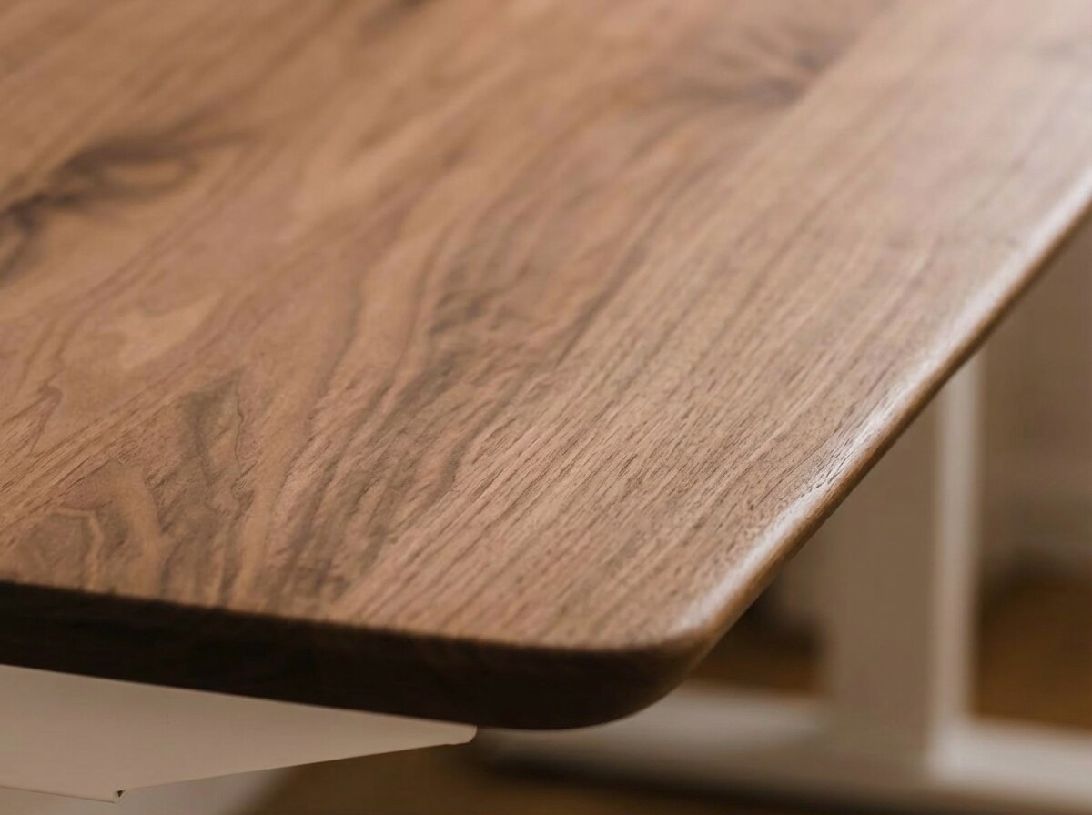 Walnut tabletop with rounded edge